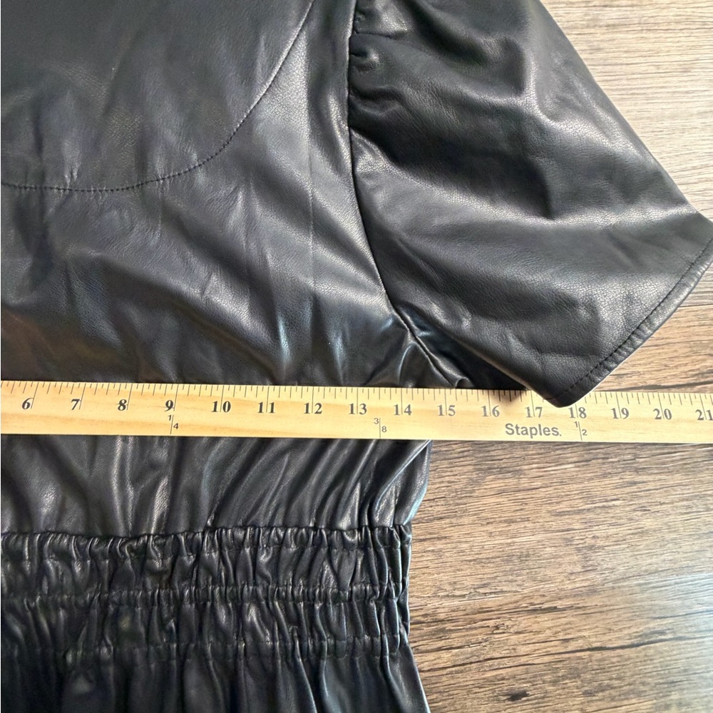 Anthropologie Black Faux Leather Mini Dress - Picture 10 of 11